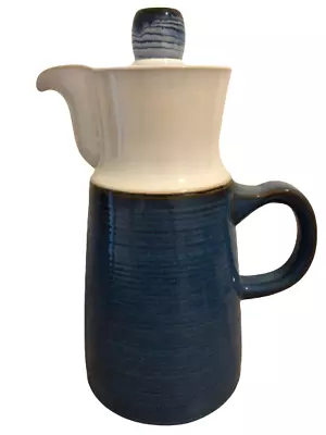 Buy Vintage Denby/Langley Chatsworth Blue White Large Stoneware Coffee Pot 28cm 1970 • 14.99£