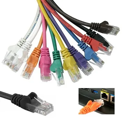 Buy Ethernet Cable Internet LAN Cat 5e RJ45 Patch Lead Lot 0.25m Short - 50m Long • 54.90£
