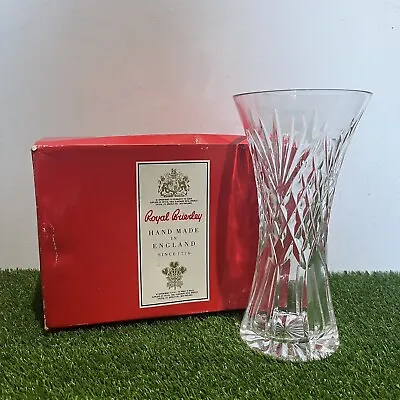 Buy Royal Brierley Crystal Vase Cut Glass 20cm • 18.99£