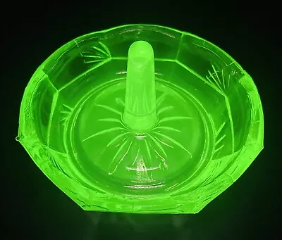 Buy VINTAGE ART DECO GREEN GLASS Ring Holder Trinket Dish 1930s Uranium Glass • 0.99£