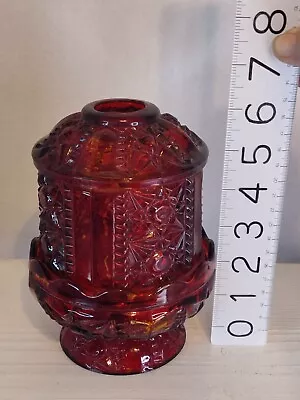 Buy Fairy Lamp Ruby Red Flash Indiana Glass Stars And Bars Flash Is Peeling See Pics • 14.21£