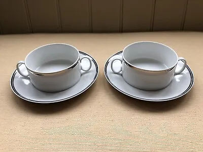 Buy Pair Of Vintage Thomas Germany Porcelain Soup Bowls & Saucers White - See Photos • 11.95£