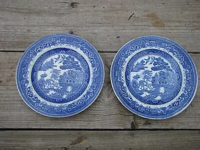 Buy 2 X Old Willow English Ironstone Side Plates Blue & White China Adderley Ware • 12£