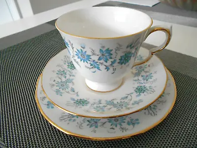 Buy Colclough Braganza Bone China Tea Set Trio Blue & White Floral Pattern • 3.99£