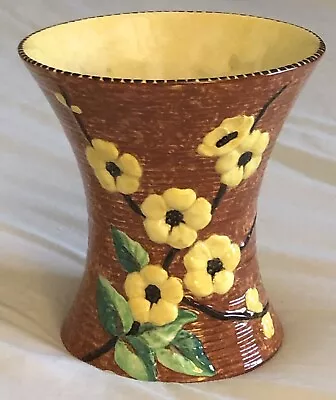 Buy 1930s Brown & Yellow Hand Painted Maling Ware Ceramic Vase Pattern No. 60, 6.5” • 10£