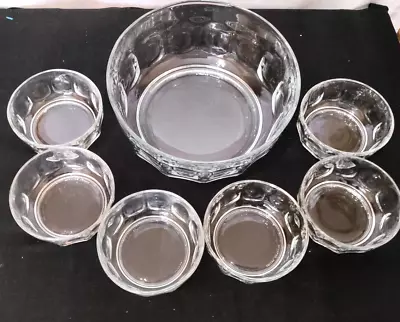 Buy Vintage Arcoroc France Glass Big Large Round Fruit Bowl Dish Set Of 7 New • 11.99£