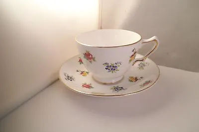 Buy Vintage Crown Staffordshire Fine Bone China England Cup & Saucer Flowers • 9.60£