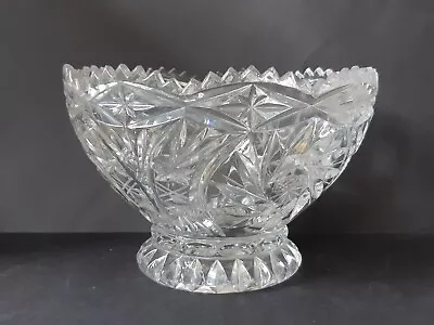 Buy BOHEMIA Vintage Pedestal 24% LEAD CRYSTAL Cut Glass 70s PINWHEEL Bowl Starburst  • 12.95£