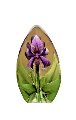 Buy Mats Jonasson Swedish Art Glass Paperweight Sculpture Of Iris Malaras • 30£