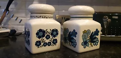 Buy Vintage 1970s Taunton Vale Blue Green Flower Power Storage Jar Ceramic • 30£
