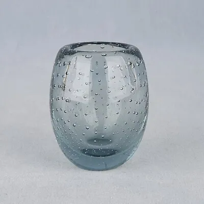 Buy Vintage Whitefriars 9506 Arctic Blue Ovoid Bubble Small Vase 7 Cm Baxter Mcm • 22£