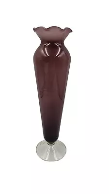 Buy Vintage Purple Amethyst Cased Glass Vase Clear Pedestal Base Handblown  • 21.58£