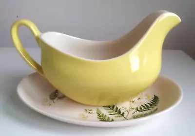 Buy VINTAGE 1950's WILDFLOWER FERN JOHNSON BROTHERS CHINA GRAVY BOAT 8  PLATE YELLOW • 27.50£