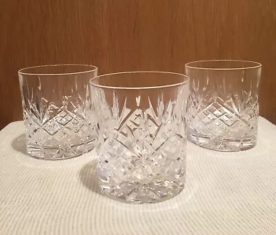 Buy 3 X HEAVY CRISTAL SARAT CUT TUMBLER GLASSES  SET OF 3 • 12£