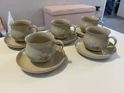 Buy Vintage Denby Fine Stoneware 'Daybreak' Tea/Cofee Cups And Saucers X 5 VGC • 19.99£