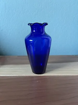 Buy Vintage Cobalt Blue Glass Flower Vase 3x6 Inches • 15.20£