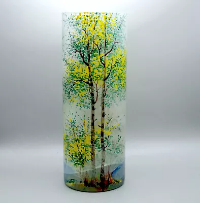 Buy FRENCH Signed ART NOUVEAU Hand Painted POLYCHROME Glass Vase A/F • 9.99£