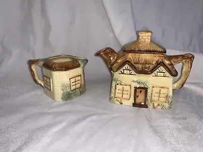 Buy Keele Street Pottery Small Thatched Cottage Ware Tea Pot & Milk Jug • 12.99£