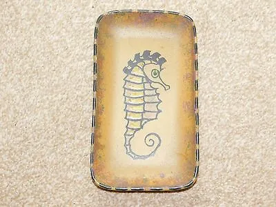 Buy HONITON POTTERY BROWN OBLONG DISH SEAHORSE DESIGN C1970's • 18.99£