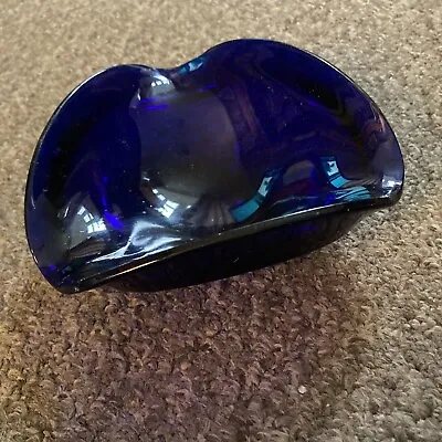 Buy Small Blue Glass 1970s Dish 5.5 Inch Wide • 12£