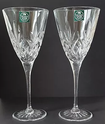 Buy Elegant Pair Of Thomas Webb Crystal Romeo Tall Wine Glasses 21cm Unused X 2 • 19.95£