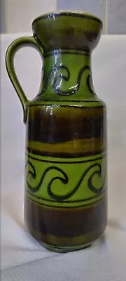 Buy Vintage Austrian Numbered Vase / Wine Jug – Green And Brown Glazed Ceramic • 22.50£