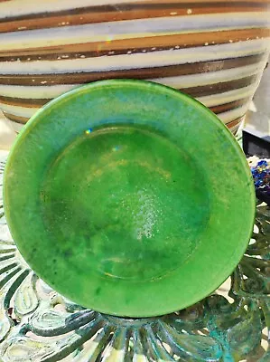 Buy Foucard Jourdan Vallauris A.M Green Glazed Plate, Tiny Chip Under Rim. • 35£