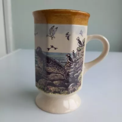 Buy Presingoll Pottery Footed Cornish  Coastline Footed Coffee Tea Mug  Seal Gulls • 15£
