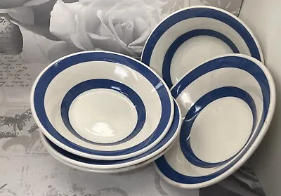 Buy 5 X Staffordshire Chef Ware Blue & White Stripe Dessert/Cereal Bowls Dishes • 10£