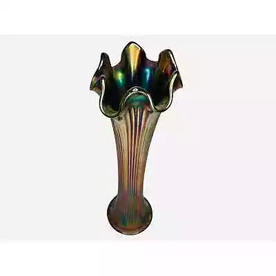 Buy Fenton Fine Rib Swung Carnival Glass Vase • 43.51£