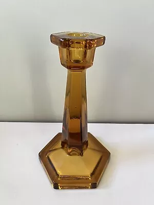 Buy Large Heavy Vintage Retro Amber Coloured Glass Candle Stick Holder • 5.09£