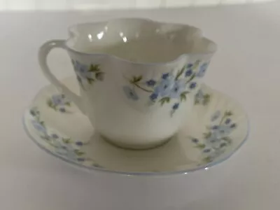Buy Crown Staffordshire Rock Garden Scalloped  Cup & Saucer Fine Bone China Blue • 16.33£