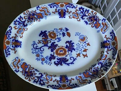 Buy 19th C Large 171/2  Antique Royal Doulton Flow Blue Nankin Platter-130 Years Old • 616.67£