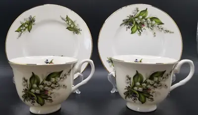 Buy Adderley Bone China England Tea Cup And Saucer ~ Set Of Two ~ Lily Of The Valley • 34.27£