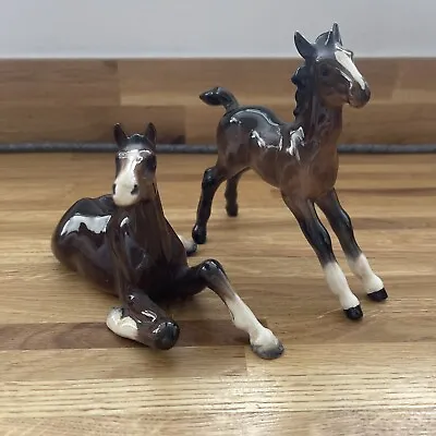 Buy Vintage Beswick Small Foals  Facing Right 1 X Stretched 1 X Shire Lying Down • 60£