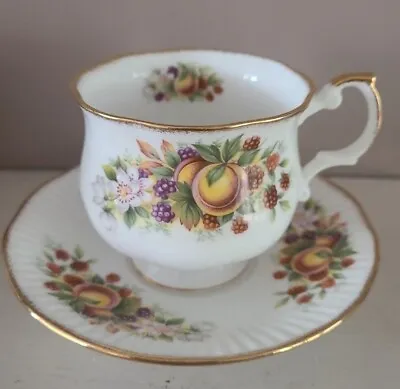 Buy Queens Peach And Berries Fine Bone China Clare Tea Cup & Saucer  • 12£