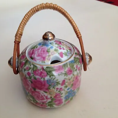 Buy Beautiful Vintage Chintz Sugar Bowl/Preserve Pot With Cane Handle • 7.99£