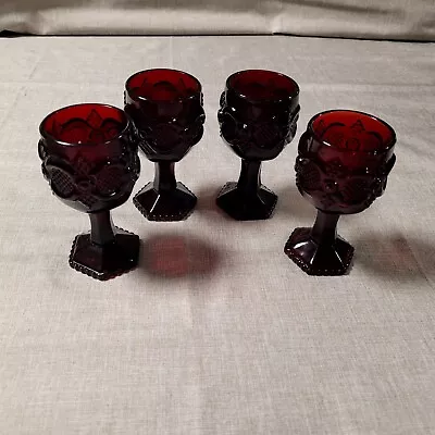 Buy 4 Vintage Avon Cape Cod Ruby Red Glassware Goblets • 13.76£