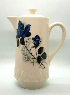Buy Vintage Holkham Pottery Coffee Pot Blue Rose Design 8.5  Tall • 11.99£