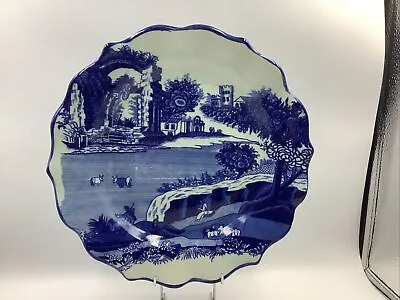 Buy Vintage Victoria Ware Ironstone 12” Plate Platter Flow Blue Scalloped Edge Rare  • 37£