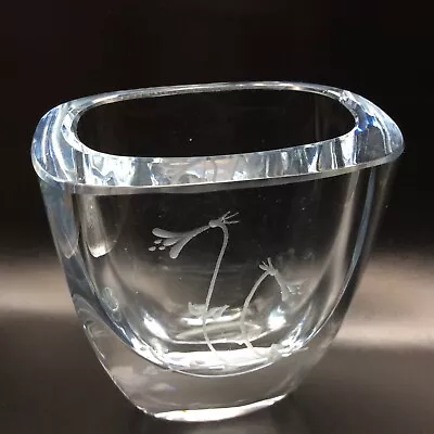 Buy Strombergshy Scandinavian Art Glass Lead Crystal Etched Vase - Signed • 15.99£