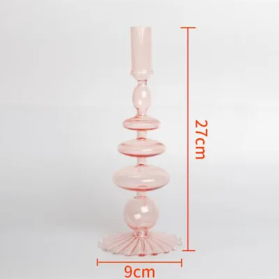 Buy Pink/Orange/Green Glass Candle Holder Mid Century Design Retro Candlestick Stand • 17.36£