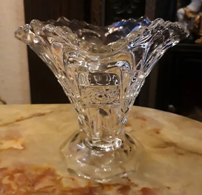 Buy A LOVELY ART DECO  LARGE HEAVY VINTAGE CLEAR GLASS VASE  Wild Rose  7  • 12.99£