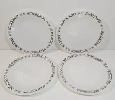 Buy PYREX JAJ GREEK KEY Plates 6.5 Inches Milk Glass Grey White X 4  • 12.99£