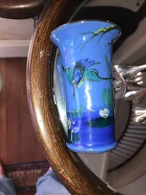 Buy Nice Blue Torquay Pottery Diving Kingfisher Vase! Marked #14. • 32.21£