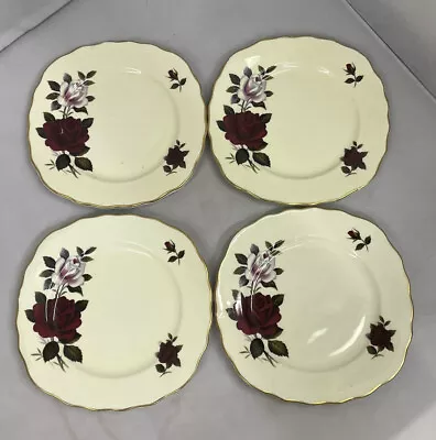 Buy 4 X Colclough English Bone China Red & White Roses Pattern 6.5  Side Plates • 6.99£