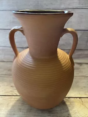 Buy 11” Vintage Frankoma Pottery Vase Urn Ribbed Leaf  Handles Terra Cotta Brown • 23.71£