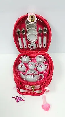 Buy My London Girls Childrens 18 Inch Dolls China Tea Set In Pink Wicker Hamper  • 13£