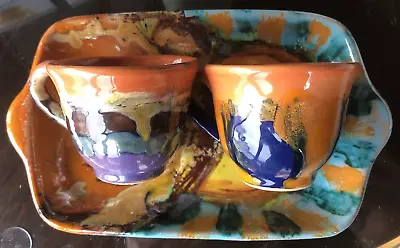 Buy Bright, Sunny Sicily Sicilian Italy Italian Ceramic Cups And Tray Azulejos • 26.56£