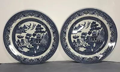 Buy Set Of 4 Queens By Churchill Blue Willow 10  Dinner Plates Made In England • 36.68£
